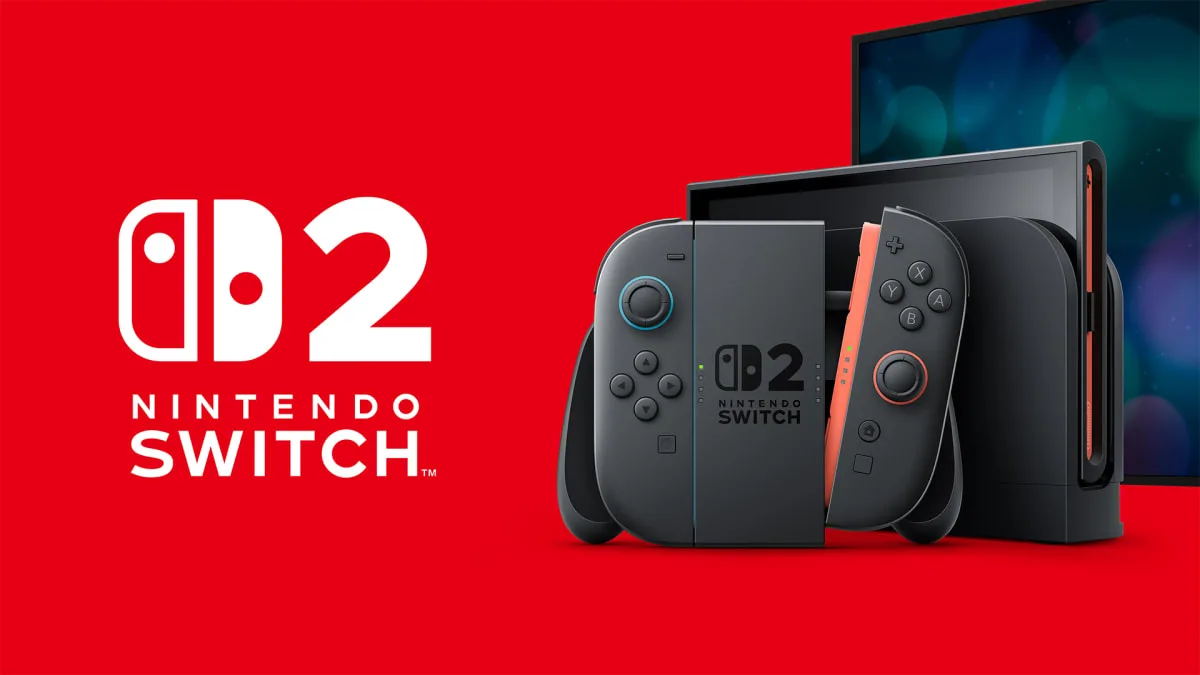 Nintendo Switch 2 em seu dock, com os controles Joy-Con acoplados