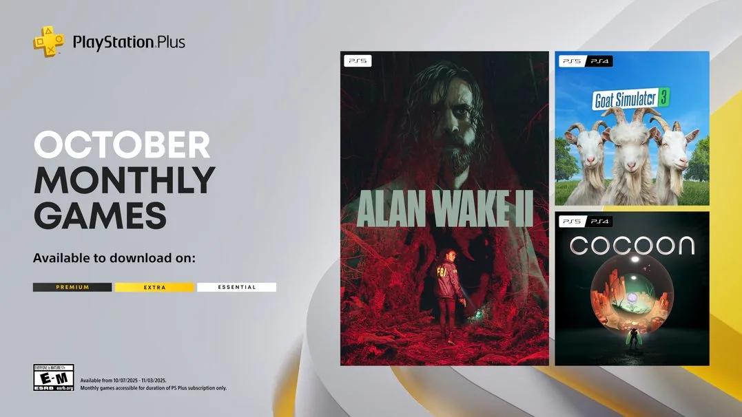 PlayStation Plus Jogos de Outubro: Alan Wake 2, Goat Simulator 3, Cocoon